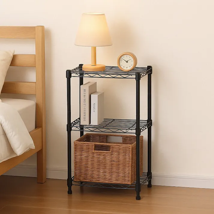 AIS 19φスチールラックセット4201 ダーク グレー 45×25×74.3cm メタルラック ワイヤーラック スチールシェルフ ベッドサイド キッチン 洗面所 本の収納 観葉植物置き 家電収納 スチール AAS-4201DGY【別送品】