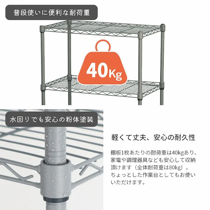 AIS 19φスチールラックセット6202 グレー 60×25×74.3cm メタルラック ワイヤーラック スチールシェルフ ベッドサイド キッチン 洗面所 本の収納 観葉植物置き 家電収納 スチール AAS-6202GY【別送品】