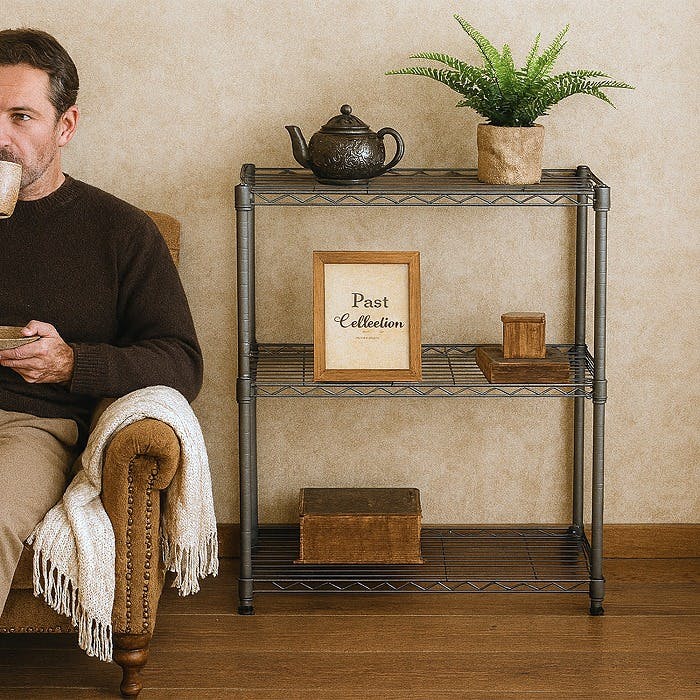 AIS 19φスチールラックセット6301 ダーク グレー 60×35×74.3cm メタル