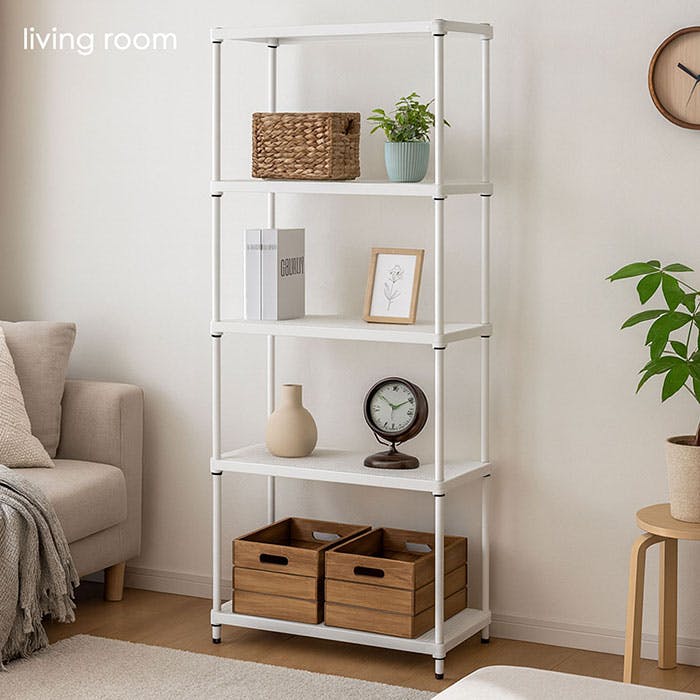 AIS エキスパンドラック5段 6018 ホワイト 60.8×35.8×180cm スチール