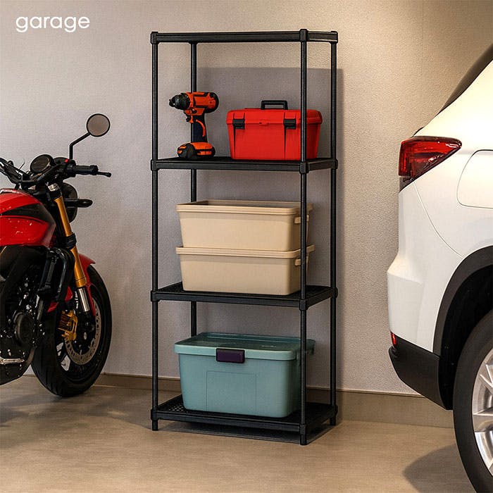 AIS エキスパンドラック4段 6015 ブラック 60.8×35.8×152.3cm スチール