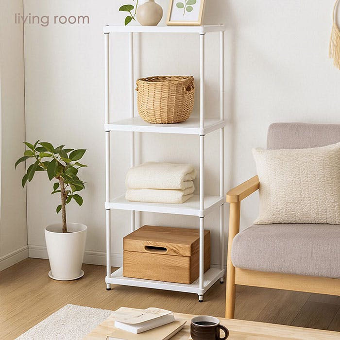 AIS エキスパンドラック4段 6015 ホワイト 60.8×35.8×152.3cm スチール