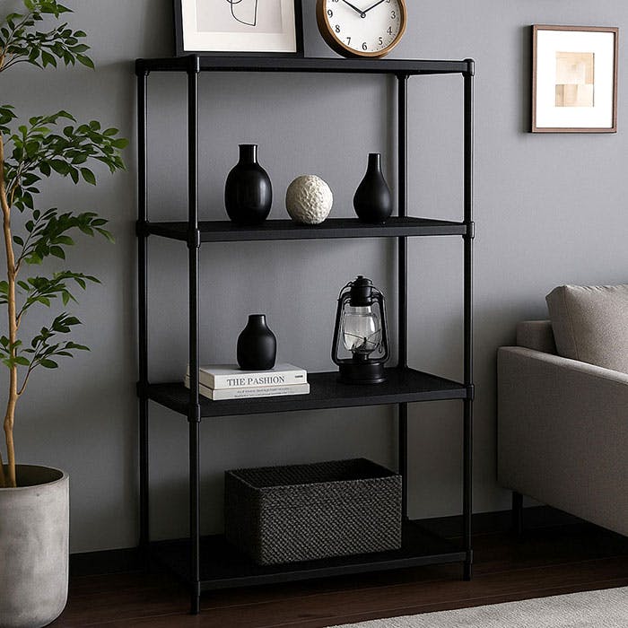 AIS エキスパンドラック4段 9015 ブラック 90.8×35.8×152.3cm スチール