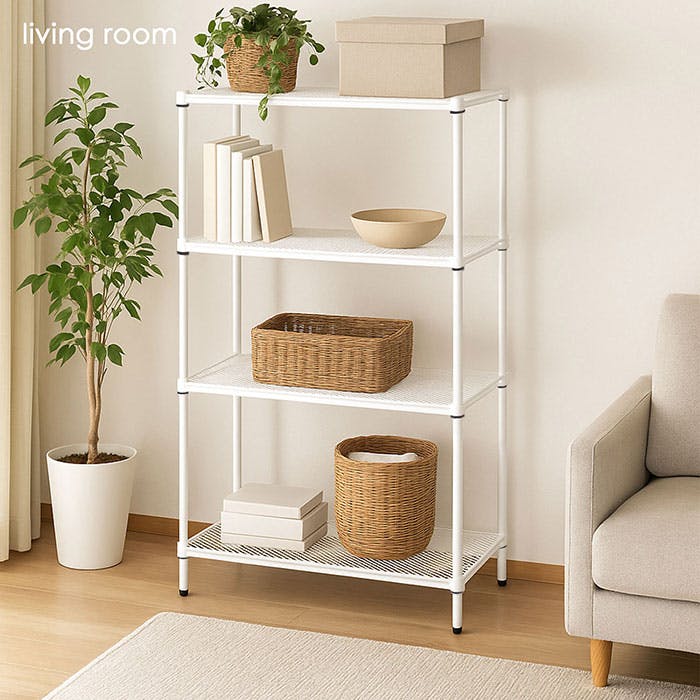 AIS エキスパンドラック4段 9015 ホワイト 90.8×35.8×152.3cm スチール