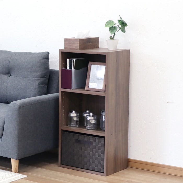 AIS 可動棚カラーボックス3段 ブラウン 42.8×29.2×88.9cm 本棚 収納ラック リビング 子供部屋 事務所 おもちゃ収納 本の収納 学童品収納 木製 MBS-04BR【別送品】