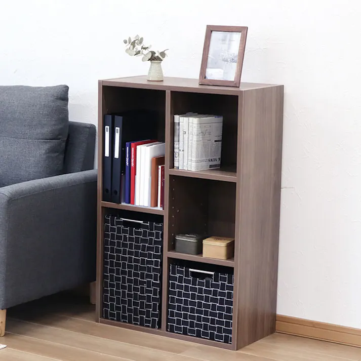 AIS 可動棚ホームボックス ブラウン 58.7×29.2×88.9cm 本棚 収納ラック リビング 子供部屋 事務所 おもちゃ収納 本の収納 学童品収納 木製 MBS-06BR【別送品】