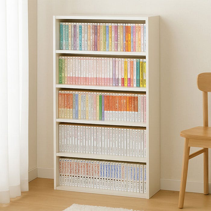 AIS 文庫ラック5段 ホワイト 60×18.5×105.1cm 本棚 収納ラック