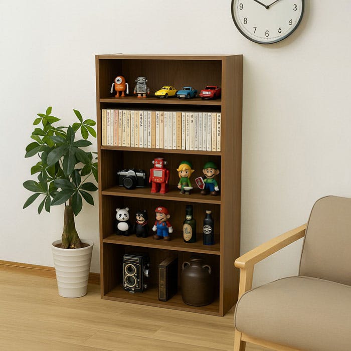 AIS 文庫ラック5段 ブラウン 60×18.5×105.1cm 本棚 収納ラック