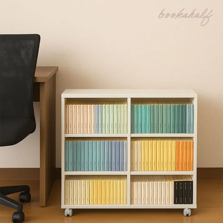 AIS キャスター付きワゴン ホワイト 78.5×23×64.7cm キャスターラック 収納ラック キッチン リビング 書斎 コミック本 書類収納 DVD収納 木製 CA-6581WH【別送品】