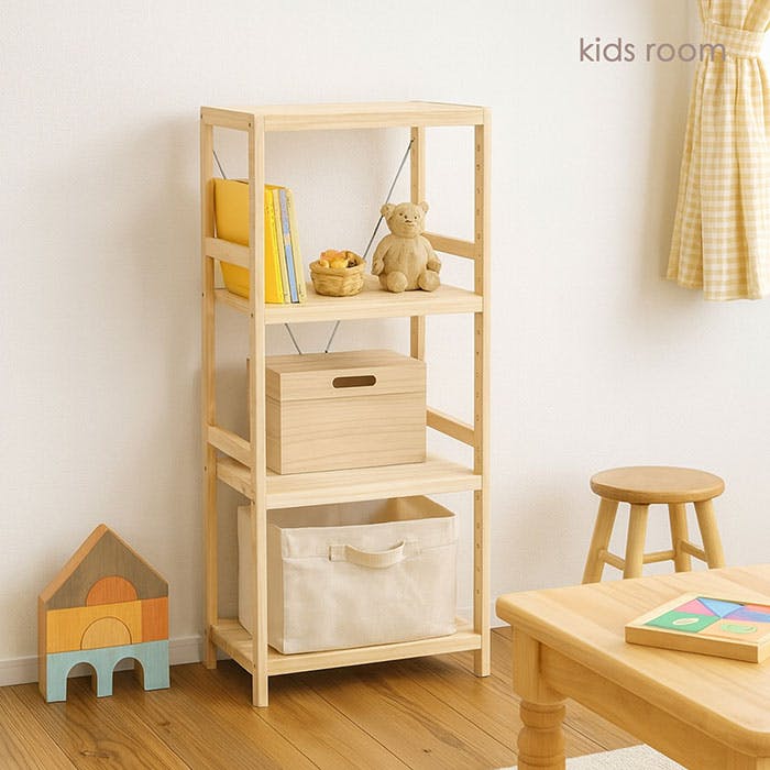 AIS パインラック4段40 42.5×30×105cm 木製ラック 収納棚 リビング