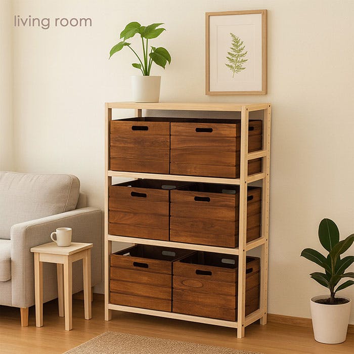 【値下げ】木製ラック 4段棚 引き出し付き 木製ラック 4段 幅88cm | カラーボックス・インナーボックス 通販