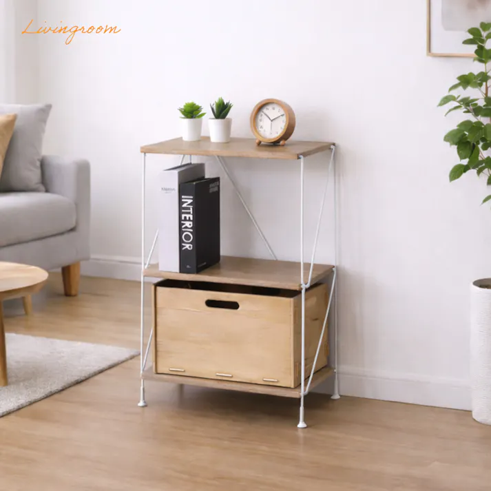 シンプルラック 40cm幅 3段 43.2×30.7×74.7cm ナチュラル オープンラック 工具不要 オシャレ 木製ラック 組み立て簡単 本棚 リビング 寝室 事務所 AIS SPR-403NA 4932528028906【別送品】