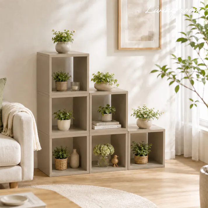 オープンラックシステム 30×30×30cm アーモンドベージュ くすみカラー オシャレ かわいい 木製ラック 組み立て簡単 ディスプレイラック リビング お店 子供部屋 AIS OPR-3030AM 4932528030909【別送品】