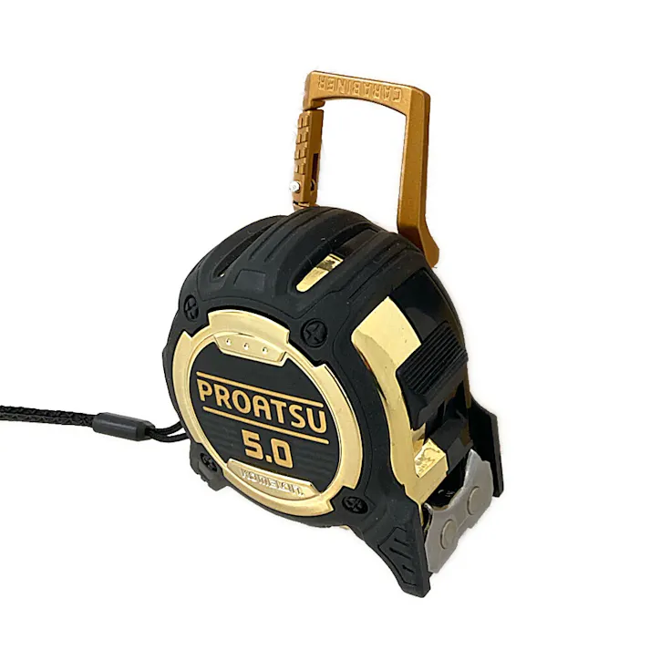 コメロン KOMELON PROATSU カラビナ式 クリップ付 ブラックゴールド 25mm×5.0m KMC-31JTB