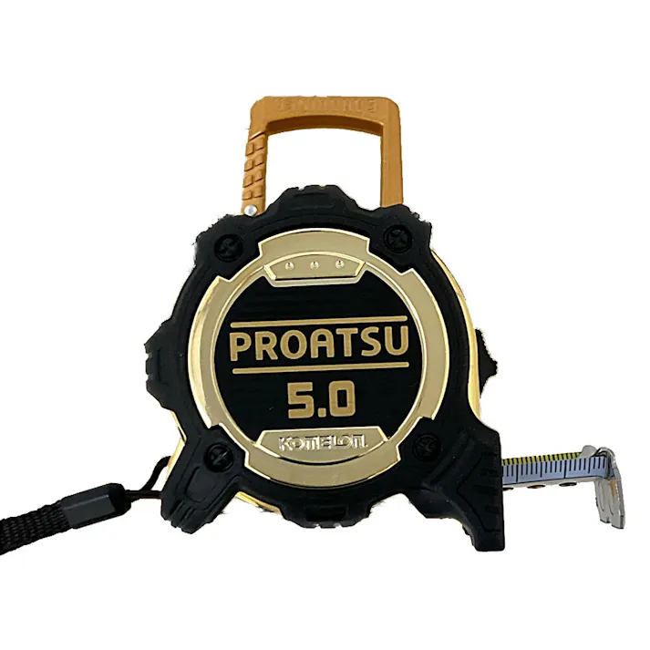 コメロン KOMELON PROATSU カラビナ式 クリップ付 ブラックゴールド 25mm×5.0m KMC-31JTB