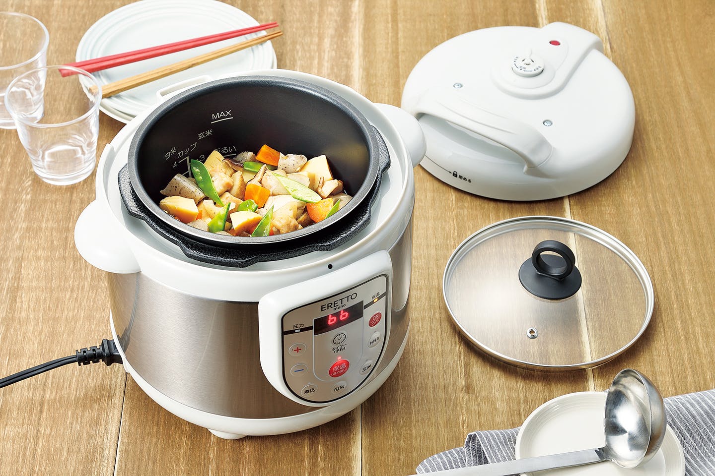 タマハシ ERETTO “mono” 電気圧力鍋3.0リットル(18cm・4合炊) 電気圧力
