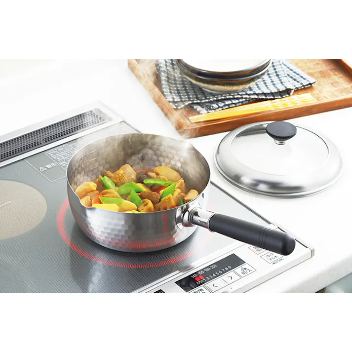 タマハシ 銀鱗 蓋付き槌目雪平鍋20cm IH100V・200V対応 料理 キッチン 鍋 なべ GR-202【別送品】