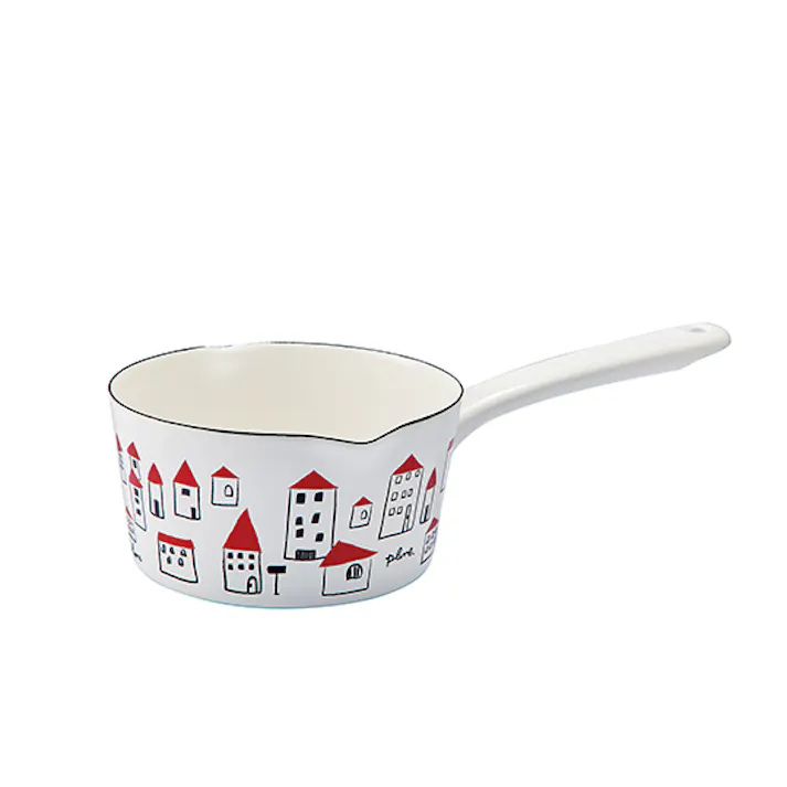 豊琺瑯 Plune. ホーローミルクパン15cm akaiyaneno プルーン 鍋 4589700551907 YJM-101【別送品】