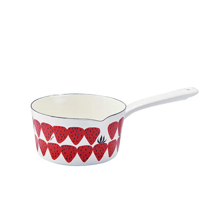 豊琺瑯 Plune. ホーローミルクパン15cm あかいちご プルーン IH100V・200V対応 料理 キッチン フライパン 調理器具 YJM-104【別送品】