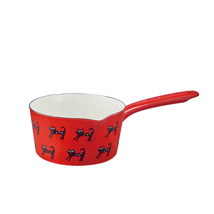 豊琺瑯 Plune. ホーローミルクパン15cm カラフルキャット プルーン IH100V・200V対応 料理 キッチン フライパン 調理器具 YJM-200【別送品】