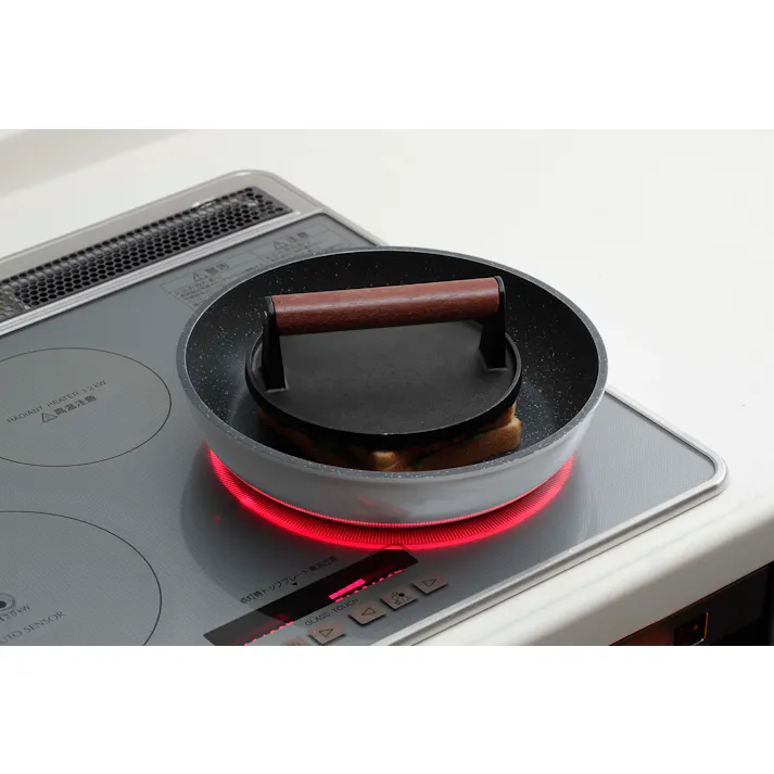 セーブ・インダストリー 鋳物 ミートプレス 丸型 フライパンプレス 押し蓋 ハンバーグ SV-7077【別送品】