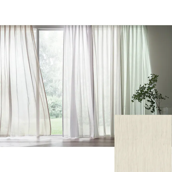 Eco de Happiness 【カラーボイル】レースカーテン KZE9332(ベージュ) 200cm×176cm 幅100×2枚組 防炎 ウォッシャブル 洗える UVカット 遮熱 保温 ナチュラル シンプル カラーレースカーテン 形態安定加工 KZE9332-200176【別送品】