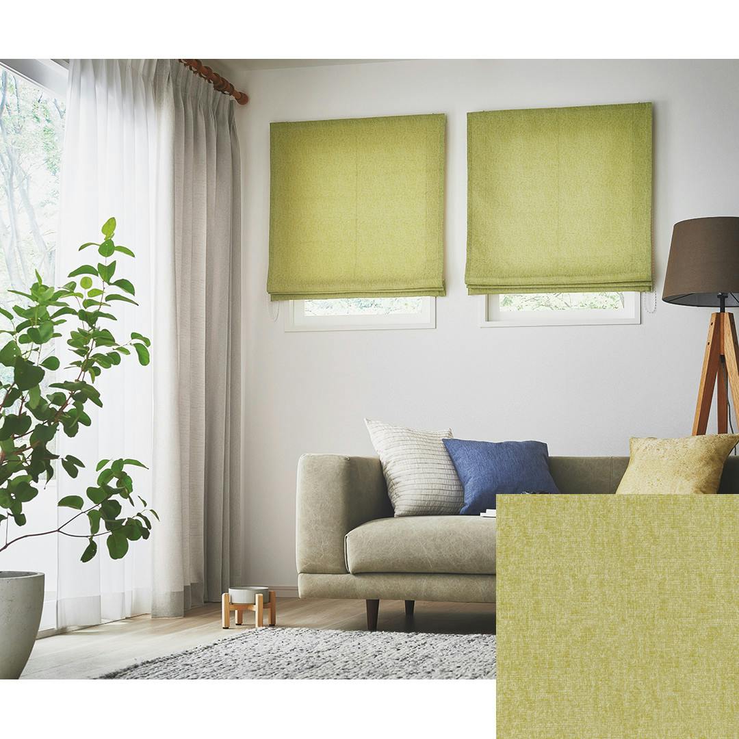 Eco de Happiness (イエローグリーン) 200cm×124cm 幅100×2枚組 ドレープカーテン 防炎 ウォッシャブル 洗える 抗菌 防臭 ドレープカーテン 巾100cm × 丈110cm