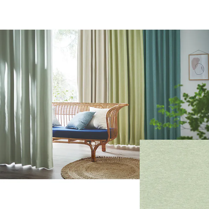 Eco de Happiness 【1級遮光】 (ブルーグリーン) 100cm×194cm 幅50×2枚組 ドレープカーテン 防炎 遮光 遮光1級 ウォッシャブル 洗える 厚手 シンプル 無地 和室に合う 形態安定加工 KZE9450-100194【別送品】