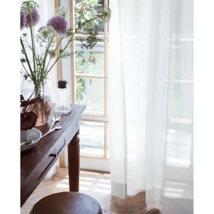 Eco de Happiness 【花粉キャッチ】レースカーテン KZE9475(ナチュラル) 100cm×224cm 幅50×2枚組 防炎 ウォッシャブル 洗える UVカット 遮像 外から見えない 採光 遮熱 保温 シンプル 無地 形態安定加工 KZE9475-100224【別送品】