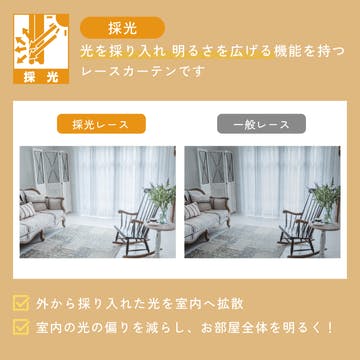 Eco de Happiness レースカーテン KZE9478(ホワイト) 200cm×188cm 幅