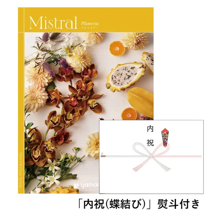 ギフトカタログ ミストラル プルメリア「内祝(蝶結び)」熨斗付き 出産 入学・入園 新築 2503112-3 【別送品】