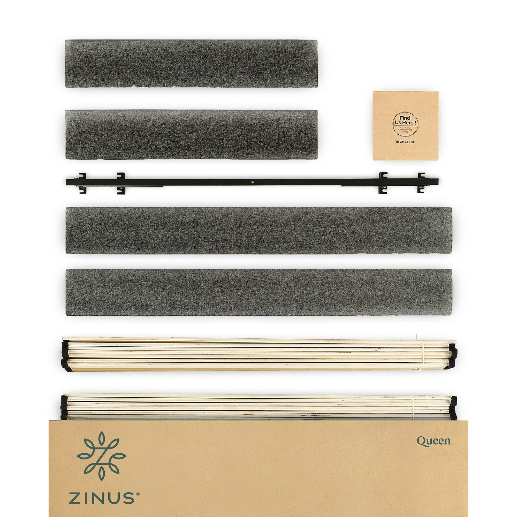 ZINUS(ジヌス) すのこ ベット フレーム セミダブル 高さ34cm グレー 布