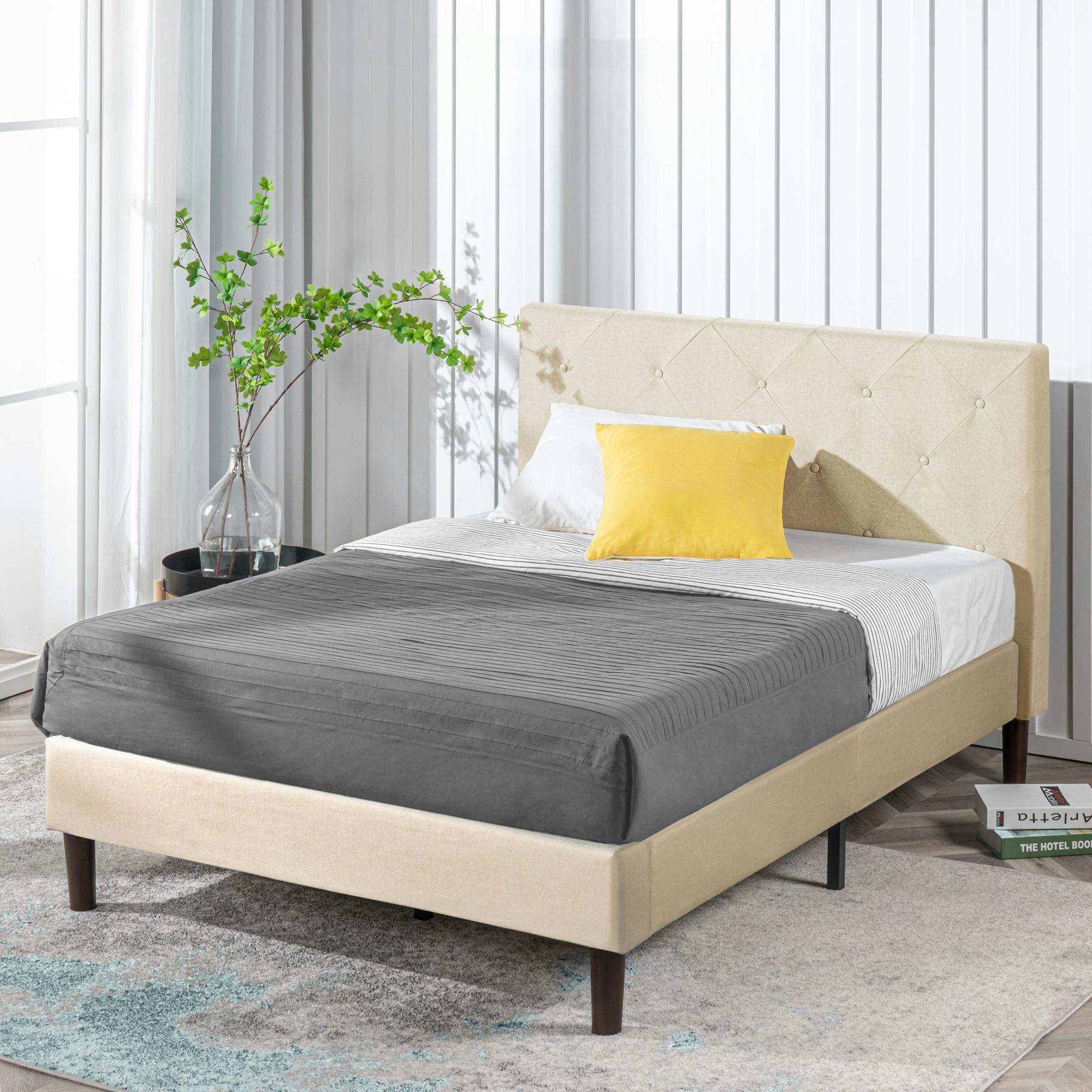 ZINUS(ジヌス) Shalini 布張りベッドフレーム ヘッドボード付