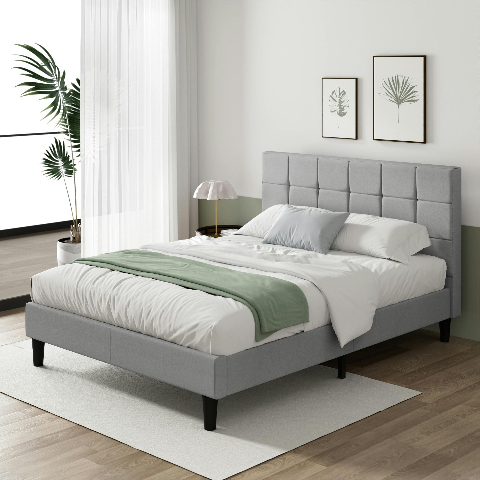 ZINUS 布張り ベッドフレーム セミダブル Platform グレー ジヌス ZINUS 布張り ベッドフレーム セミダブル Platform グレー ジヌス