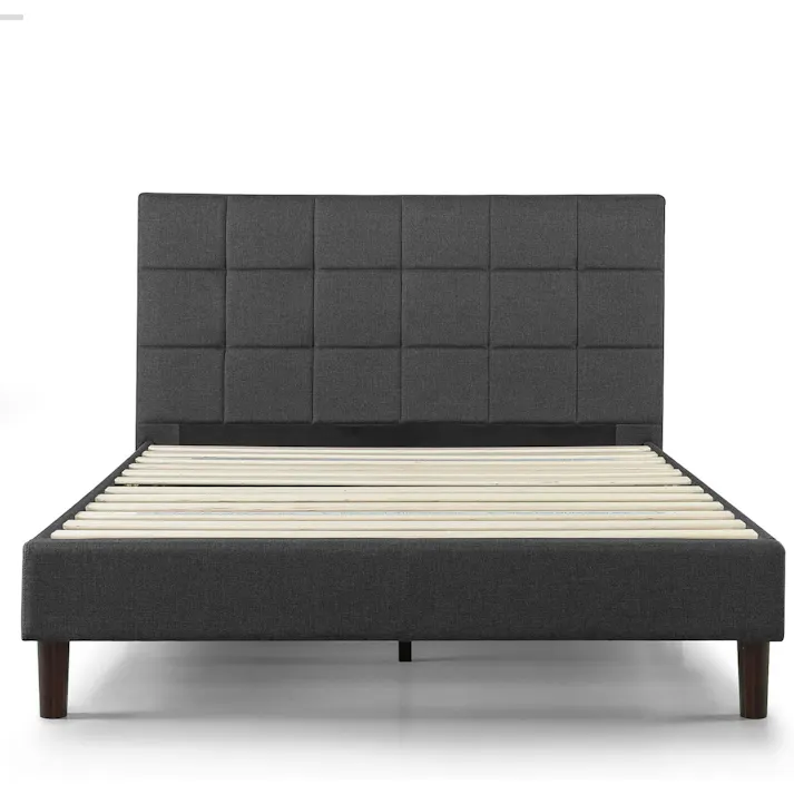 ZINUS(ジヌス) Lottie 布張りベッドフレーム ショートヘッドボード付 ダークグレー シングル 寝具 ベッドフレーム ファブリックベッド ヘッドボード 4573556102734 ZJ-FSPBO-S【別送品】