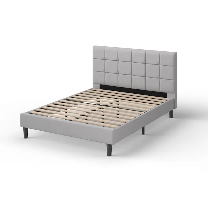 ZINUS(ジヌス) Lottie 布張りベッドフレーム ショートヘッドボード付 ライトグレー セミダブル 寝具 ベッドフレーム ファブリックベッド ヘッドボード 4573556105995 ZJ-FSPBO-SD-LG【別送品】