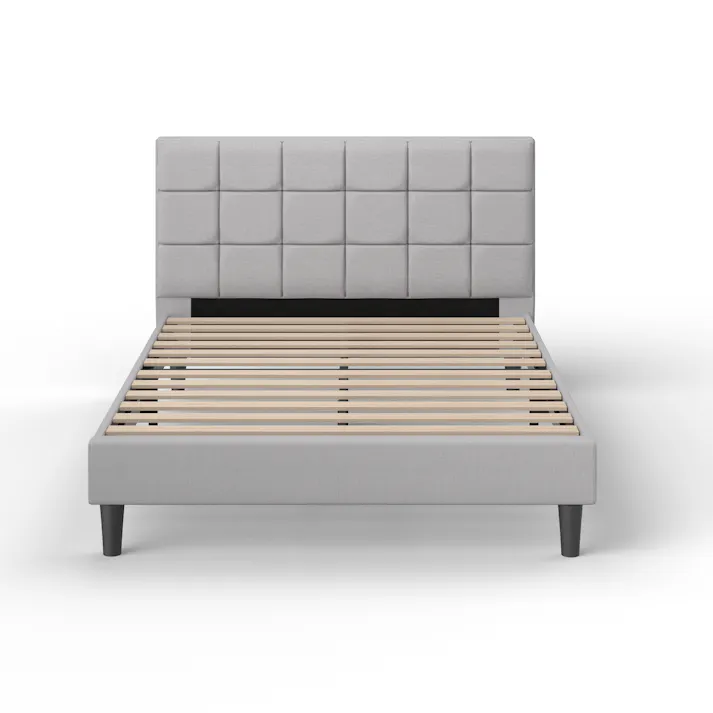 ZINUS(ジヌス) Lottie 布張りベッドフレーム ショートヘッドボード付 ライトグレー シングル 寝具 ベッドフレーム ファブリックベッド ヘッドボード 4573556105988 ZJ-FSPBO-S-LG【別送品】