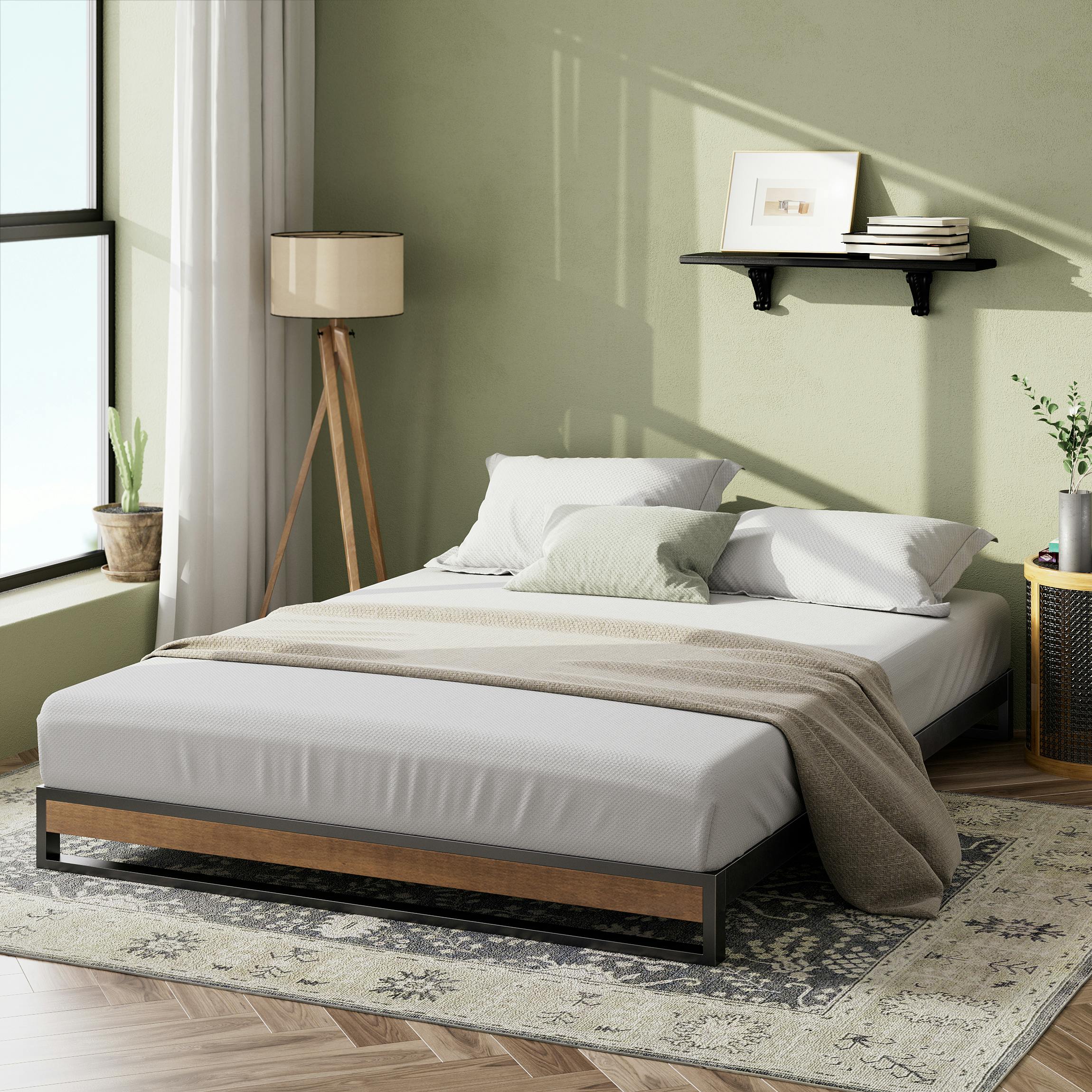 ZINUS メタル ベッドフレーム セミダブル 木製 すのこ 静音 Amazon｜ZINUS Yelena ベッドフレーム メタル ブラック セミダブル