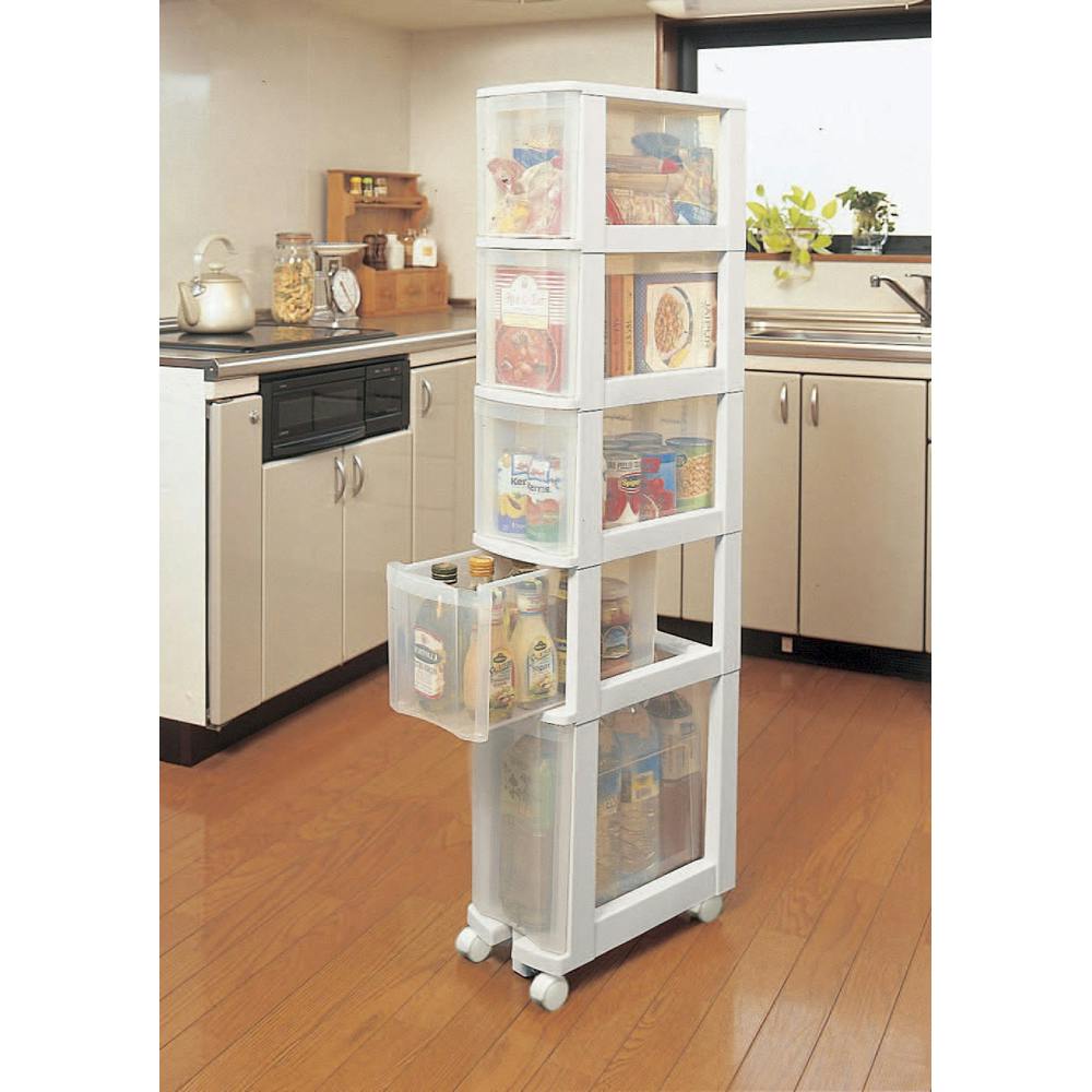 アイリスオーヤマ キッチンチェスト 041 ホワイト/クリア キッチン