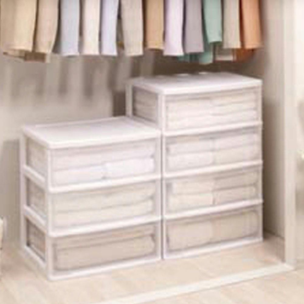 アイリスオーヤマ ワイドチェスト N-654 ホワイト/クリア リビング