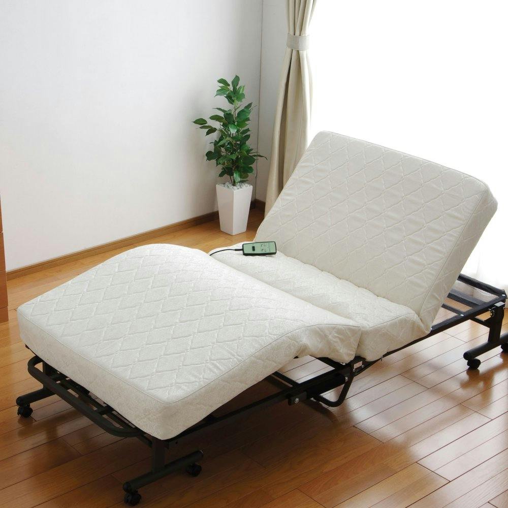 アイリスオーヤマ 折りたたみコイル電動ベッド OTB-CDN ホワイト 寝室