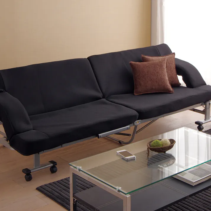 アイリスオーヤマ 折りたたみソファベッド OTB-SFN ブラック/シルバー 寝室 睡眠 ベッド 折りたたみ コンパクト 4905009948543【別送品】