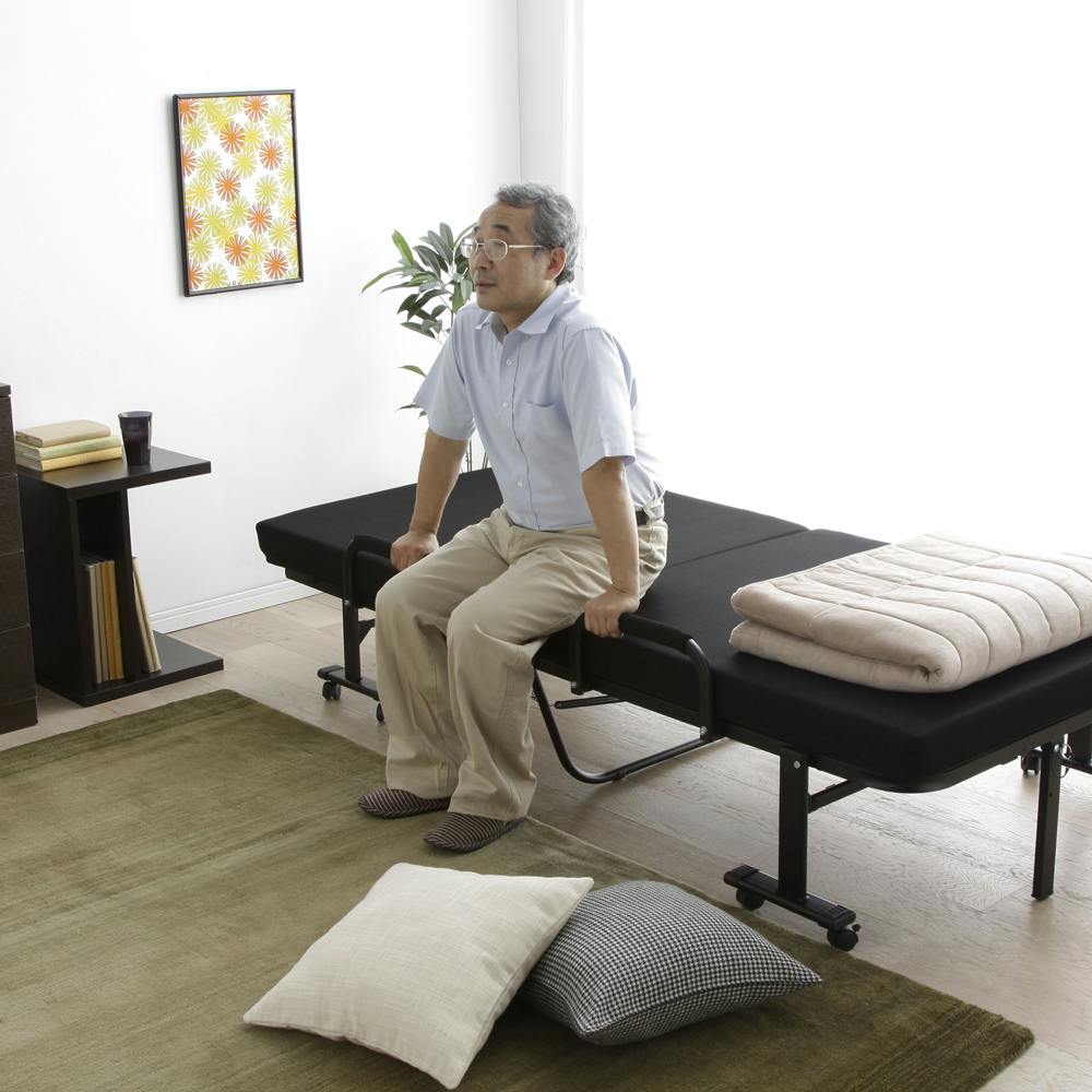 アイリスオーヤマ 折りたたみベッド OTB-KRH ブラック 寝室 睡眠