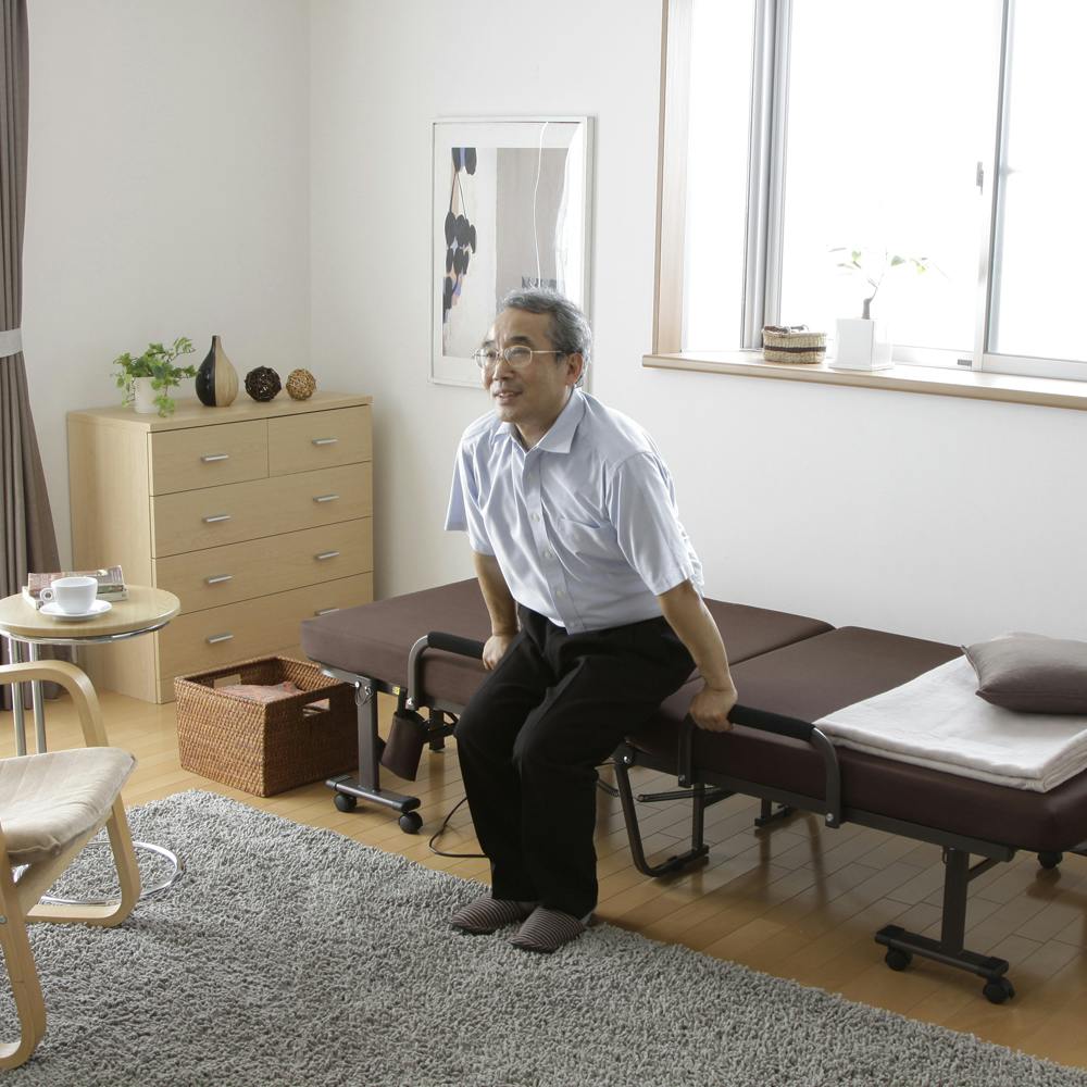 新品未使用　大人気商品　 折りたたみベッド 11段階リクライニング オフェンス用 IRIS OHYAMA ベッド 折りたたみベッド シングル 電動 電動ベッド