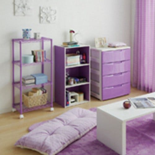 アイリスオーヤマ CBボックス CX-3 パープル/オフホワイト 収納 整理