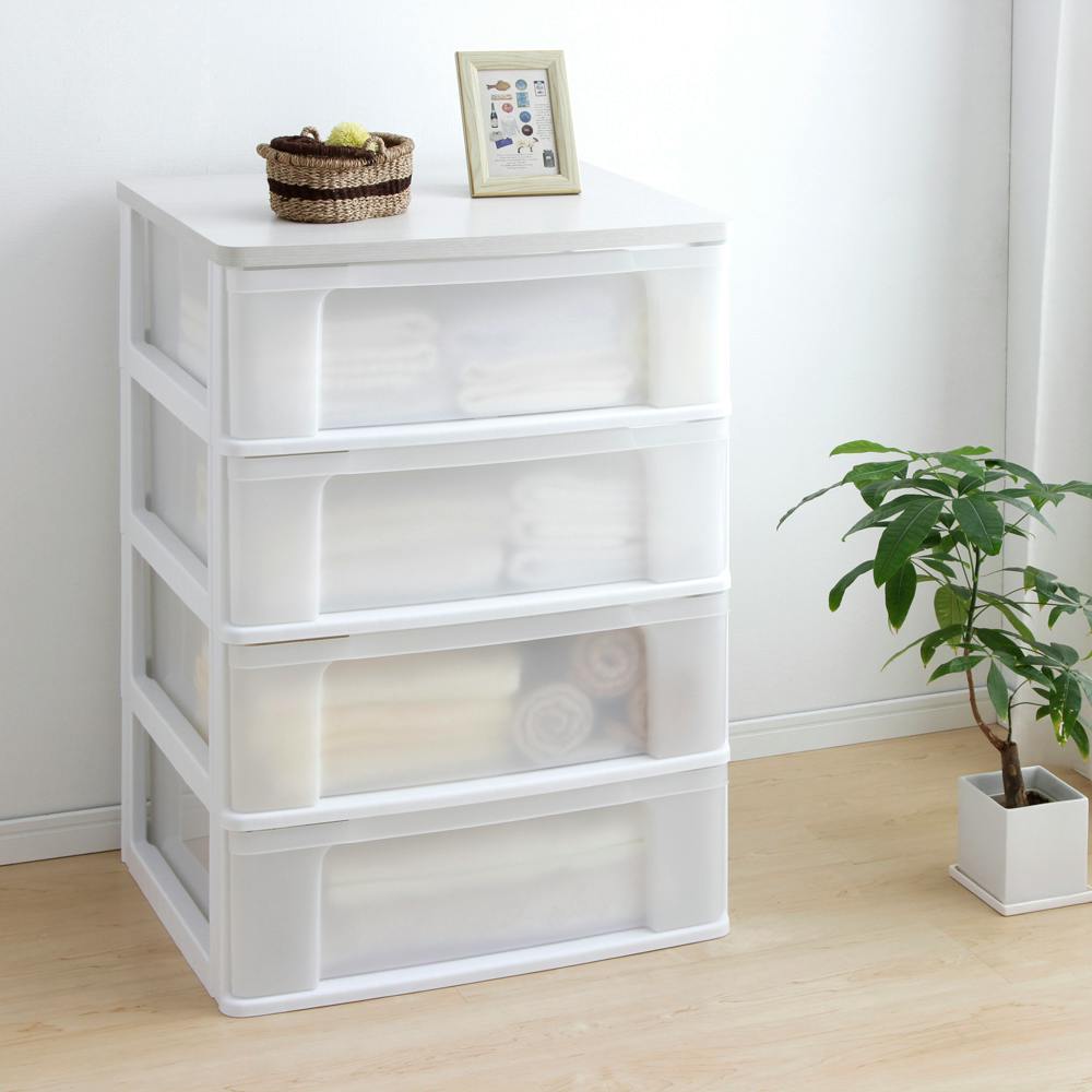 アイリスオーヤマ ウッドトップチェスト W654P ホワイト/ホワイト