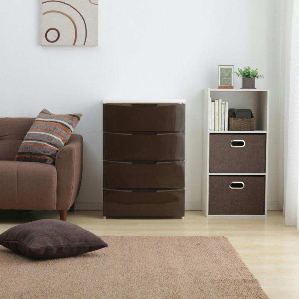 アイリスオーヤマ ワイドチェスト COD-554 ホワイト/ブラウン リビング