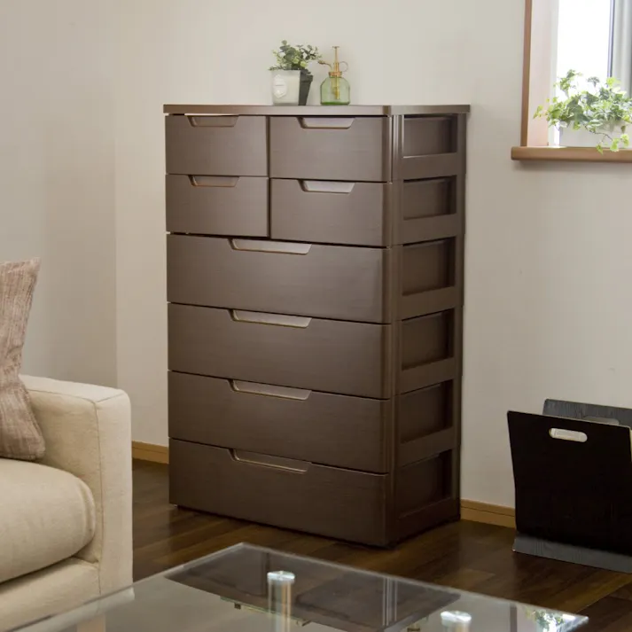 アイリスオーヤマ MUチェスト MU-7244 木目ブラウン リビング 衣類 収納 クローゼット 押入れ ワイド多段式収納 4967576155229【別送品】