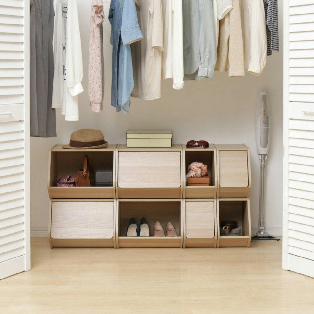 アイリスオーヤマ スタックボックス 扉付き STB-400D ナチュラル 収納