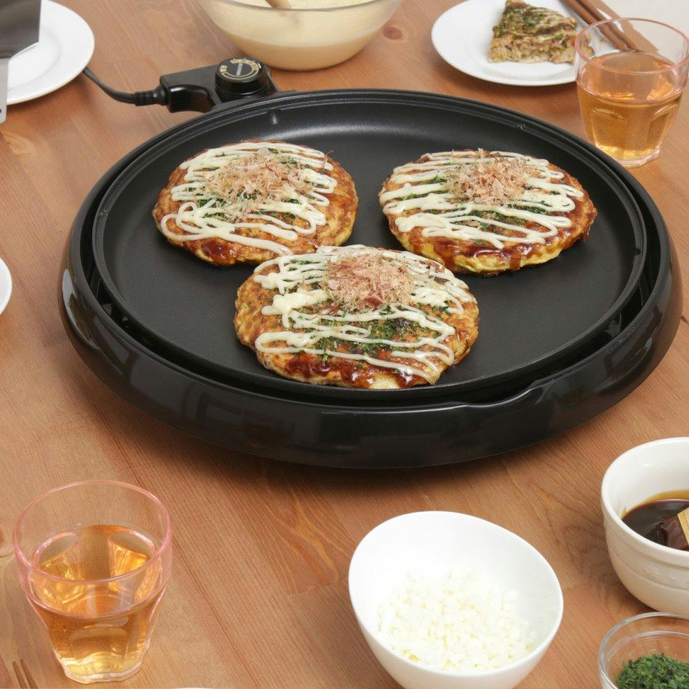 アイリスオーヤマ 丸型ホットプレート IHP-C320-B ブラック 調理